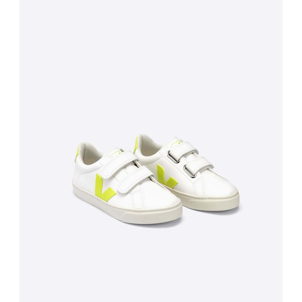 White/Yellow Kids' Veja ESPLAR CHROMEFREE Sneakers | AU 826LIS